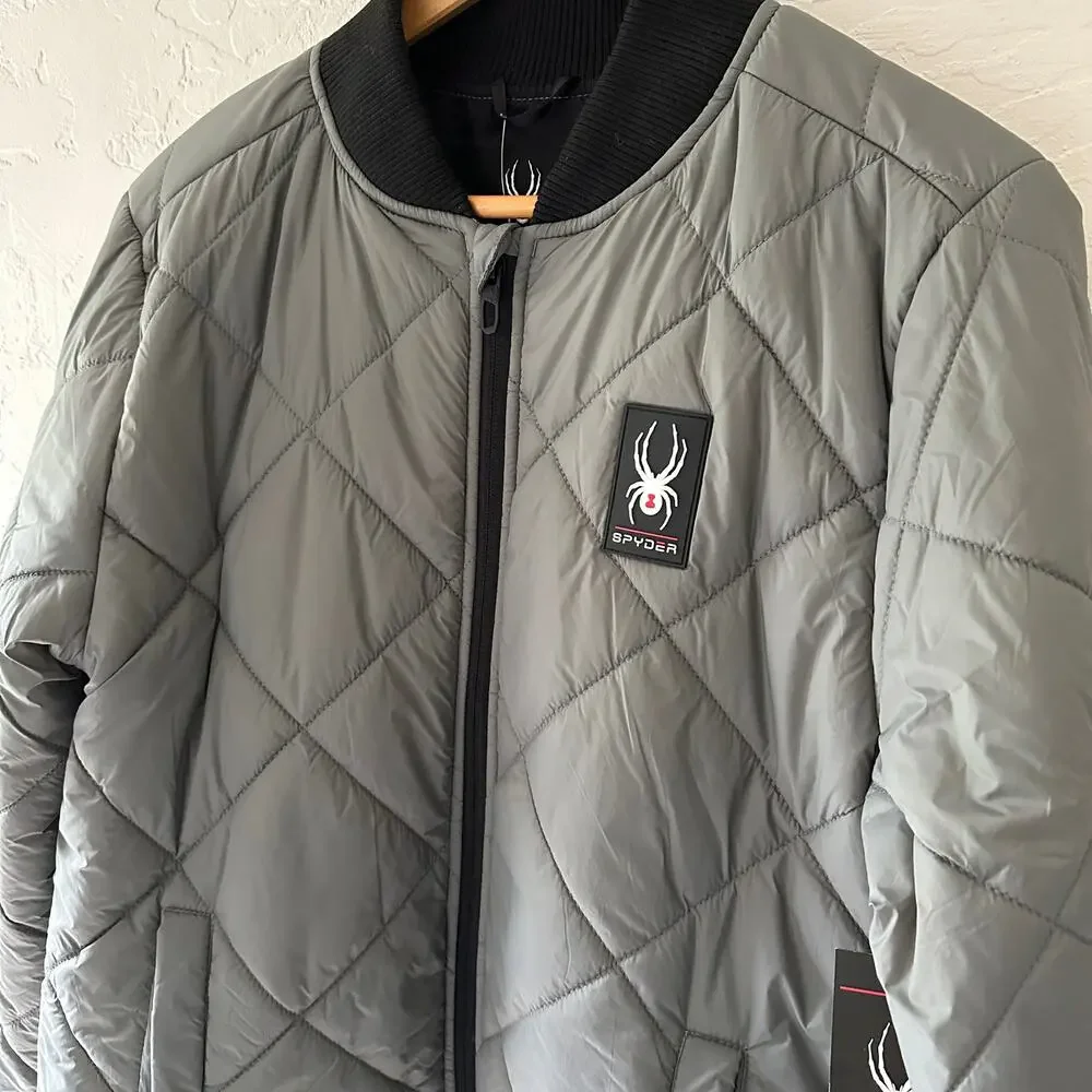 SPYDER Mens Quilted Bomber Jacket $169 NEW Size Small Tea Leaf Normcore Dadcore